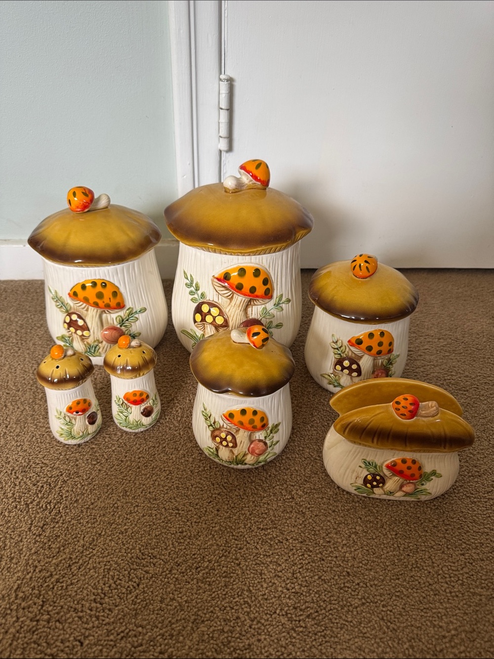 Vintage Mushroom Ceramic Canister Set